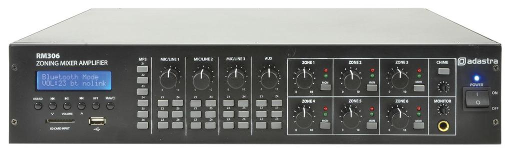 RM306 Rackmount 6-zone Mixer-Amplifier Item ref: 953.