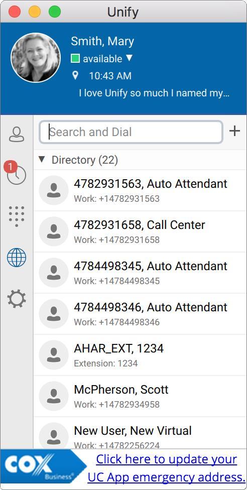 Full Enterprise Directory Full Enterprise Directory The UC App allows for browsing of an entire enterprise directory.
