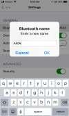 IOS iphone Changing Bluetooth Name A. Go to the phone Bluetooth settings and connect to the Bluetooth Aria device. B. Open the ARIA app, select the Bluetooth icon (green colored bluetooth icon) C.