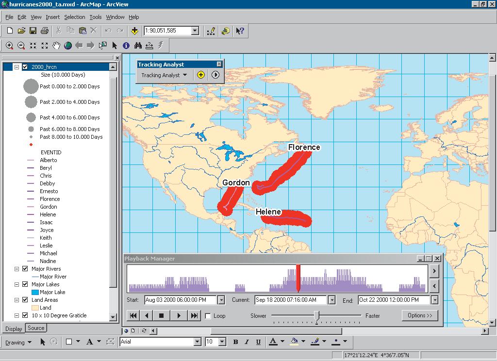 Tracking temporal data With the ArcGIS Tracking Analyst extension, you can create a new connection to a tracking service that can stream realtime temporal data to track events as they occur Use