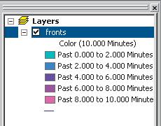 8. Click the Color Ramp dropdown to choose a color scheme. 9. Click the How dropdown arrow and choose to display the data in a time window that includes past, future, or both. 10.