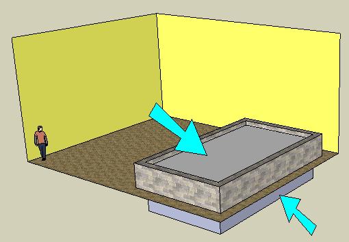Google SketchUp Design Exercise 3 5. Pull up the pool walls, and pull up the floor to make the water line. When you use Push/Pull for this, keep the Ctrl / Option key pressed.