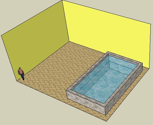 If the water doesn t seem deep enough, pull the bedroom floor down (without the Ctrl / Option key). Yes, it looks weird to have a pool sticking out below the floor.