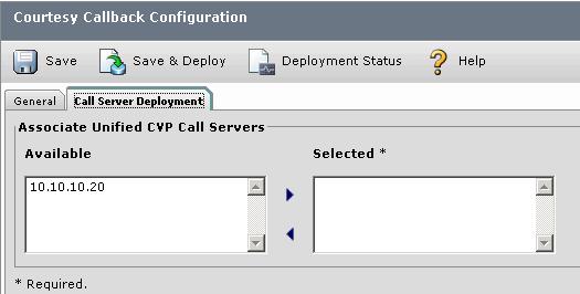 8. On the Call Server Deployment tab, select the Call server from
