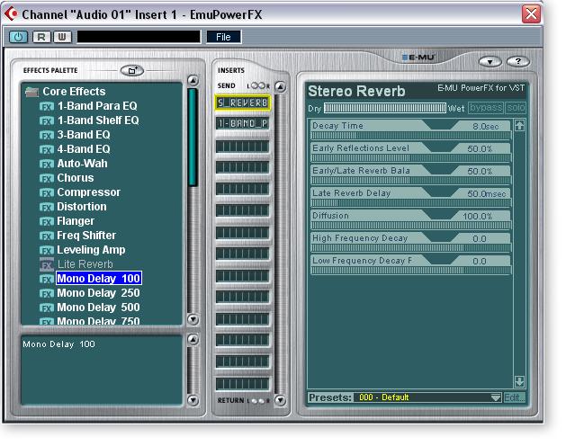 5 - Effects E-MU PowerFX E-MU PowerFX The hardware-accelerated effects of the E-MU Digital Audio System can also be used as VST inserts in Cubase.