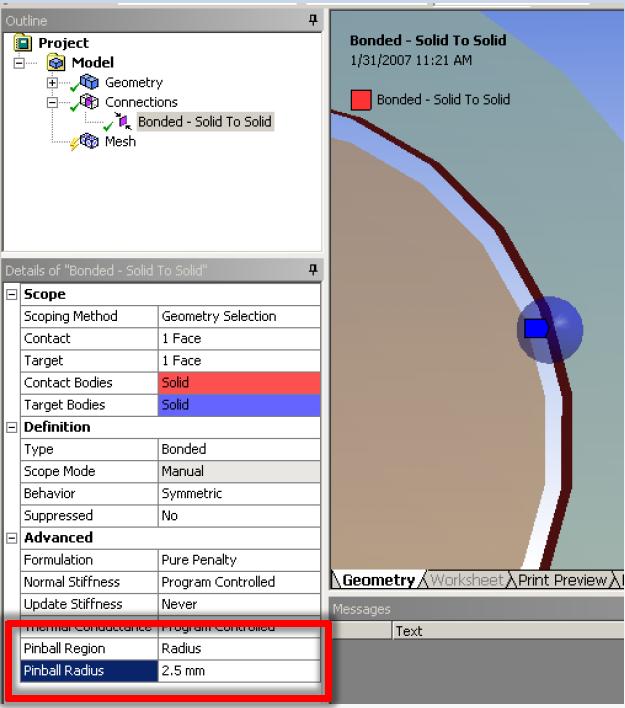 Contact Pinball ANSYS solver internally categorizes the state of contact as: Far field, Near field, Touching Category is based on if the distance between contact and target surface is lesser (or)