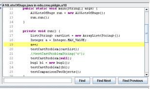 FIGURE 4 - CODE SECTION FROM THE TOOL MAIN SCREEN. The lower section on the main screen presents the details about the bug selected from the bug list.