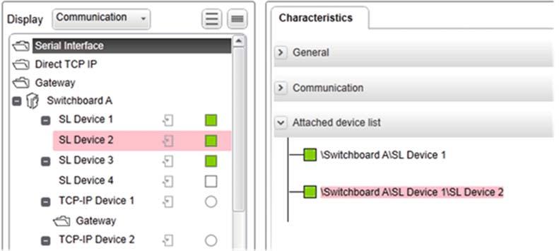Project Management The figure shows an example for the identified device in the attached device list: Detaching a Device from a Communication Access Point In the Attached device list, right-click on