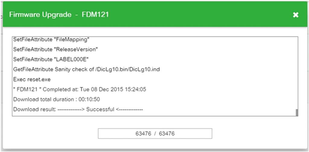 Step Action 4 The firmware upgrade is completed for FDM121 module. Result: Upgrading Firmware and Web Page Files - IFE You can upgrade the web page file along with the firmware upgrade.