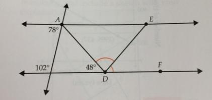 7) In the diagram below, bisects angle ADF.