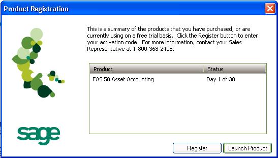 2 Installing FAS 50 Asset Accounting the First Time Step 2: Registering the Application 3. Select the FAS 50 Asset Accounting icon.