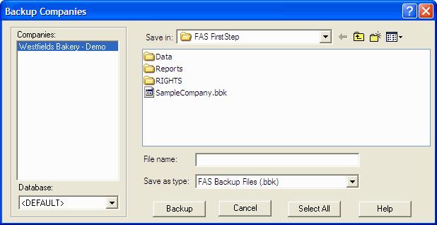 3 Installing FAS 50 Asset Accounting: Upgrading from a Prior Version Step 1: Backing Up Your Data Step 1: Backing Up Your Data To back up your database 1.
