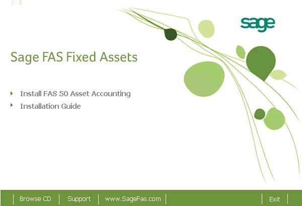 (Substitute your computer s DVD drive letter for D: if it is different.) The Sage FAS Fixed Assets installation dialog appears. 2.