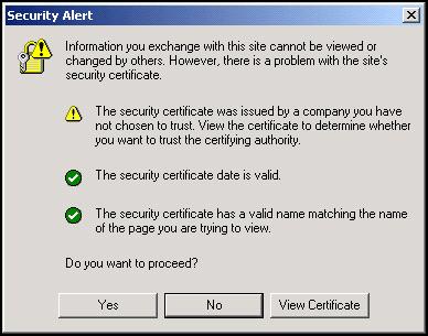 If the login fails and the following error is presented then a problem with the server security certificate most likely exists on the local web browser. 2.