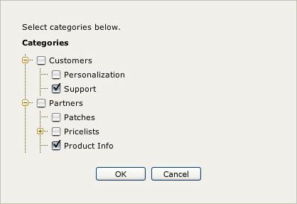 To set, change or remove categories for the current web page, go to the Metadata toolbar tab and click the Category button.
