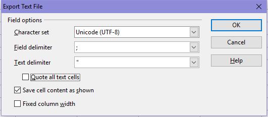 Format Select Unicode(UTF-8) under