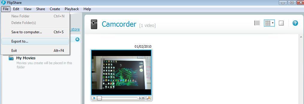 SAVING A VIDEO CLIP The current version of FlipShare software is NOT designed for you to just drag and drop the files from the camera to your desktop.