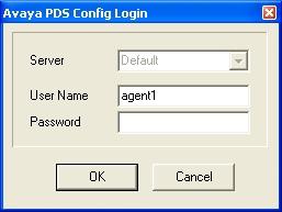 In the Avaya PDS Config Login dialog box, enter a