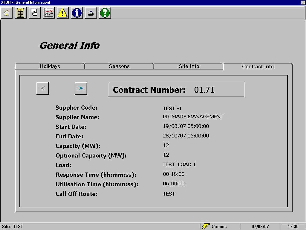 3.7.4 Contract Information The contract information screen provides details associated with a specific contract number.