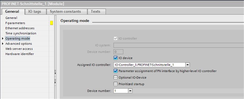 2. You can select the IO controller from the Assigned IO controller drop-down list. Then, the networking and the IO system between both devices is displayed in network view.