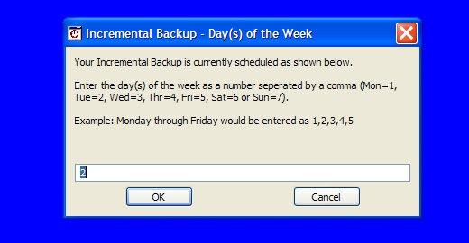 Open the Cirrata Tool Bar by clicking your mouse on the Cirrata Icon in the Systems Tray 2. Select Backups 3. Select Backup Scheduler 4. Select Set Schedule For Incremental Backup 5.