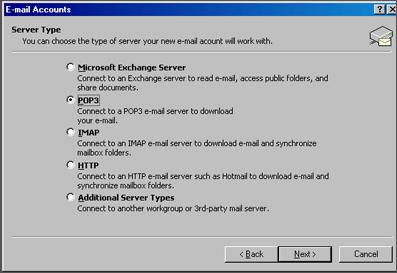 c. How to Configure Outlook and Outlook Express as a POP3 Account with your Cirrata Email Outlook 1. In Outlook go to the Tools menu and click on Email Accounts. 2.