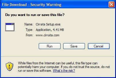 8. Installing the Cirrata Client a. How to Install the Cirrata Client: IMPORTANT NOTE: BEFORE BEGINNING THE INSTALLATION PROCESS PLEASE DISABLE ALL FIREWALL SOFTWARE YOU HAVE RUNNING.
