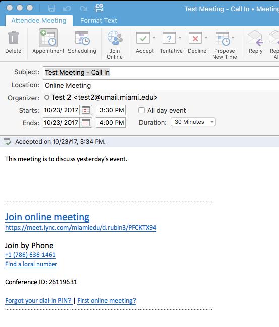 Outlook 2016 for Mac 1. Open Outlook and navigate to the Calendar. 2. Open the meeting request 3.