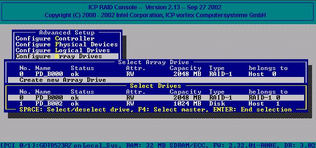 ICP RAID Console Select the Build/Rebuild Progress option and press Enter.