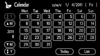 OTHER FUNCTIONS On this screen, the current date is highlighted in yellow. M or M : To change month. Y or Y : To change year.