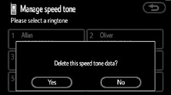 OTHER FUNCTIONS Deleting the speed tone individually You can delete 1 to 6 of the speed tone. If you delete them all at once, all of 6 numbers are deleted. 3.