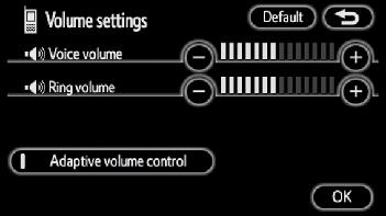 OTHER FUNCTIONS Deleting all the speed tone (c) Setting the volume 1. Touch Delete all of Speed tone. 1. Touch Volume to display the Volume settings screen. 2.