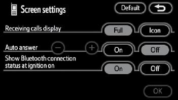OTHER FUNCTIONS (d) Setting the screen Receiving call display You can select the method of the receiving call display. 1. Touch Screen to display the Screen settings screen. 2.