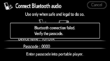 INFORMATION The passcode is used to register the portable player in the vehicle's audio system. You can create a password of your choice.