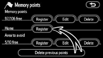 Registering home The home touch-screen button on the Destination screen can be used if your home has been