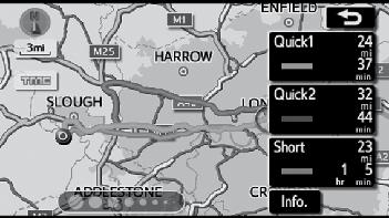 Car train 2 2. Touch Quick1, Quick2 or Short to select the desired route. Quick1 : Recommended route.
