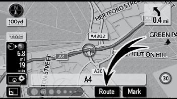 2 This route indicates the detour suggested by the system. INFORMATION When your vehicle is on a motorway, the detour distance selections are 5, 15, and 25 km (miles).