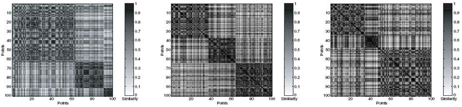 Evaluating the Similarity Matrix (cont d) similarity matrices differ for different clustering approaches DBSCAN k-means