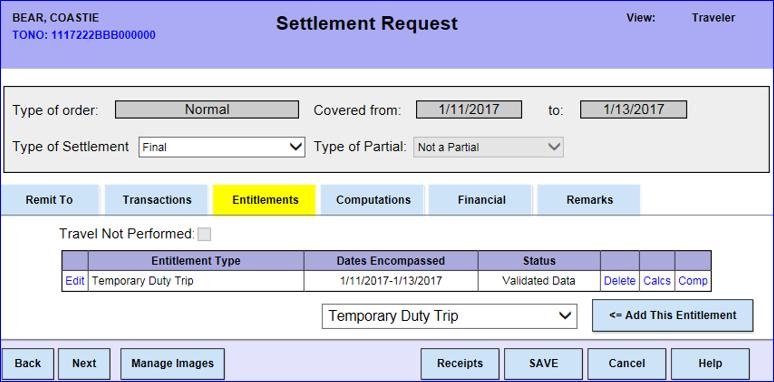 18 The Entitlements tab will display. Click the Next button to continue. 19 The Compensations tab will display.
