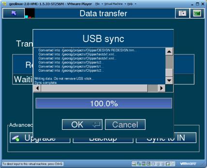 Main menu From the main menu choose Tools Then Data Transfer USB Sync