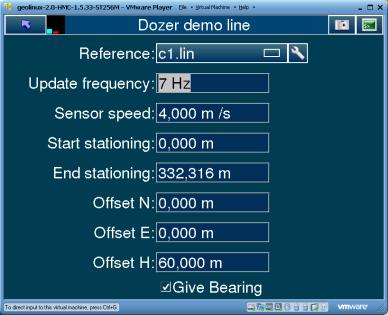 Choosing Dozer demo line for Simulator Main menu From the Main menu choose Settings Then Instruments, then Sensors Config Under Sensors configuration set the Type to be Road line demo And the Sensor