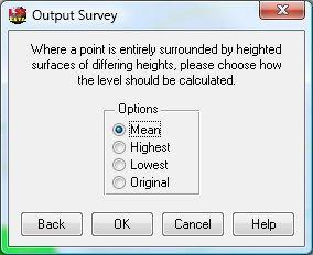 When the Adjust levels for surface height/depth option is selected the adjacent dialog will be offered if LSS finds any points that are both entirely surrounded by heighted surface codes and where