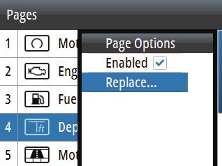 3. Select the desired page from the Replace page list The selected page is shown in the active pages