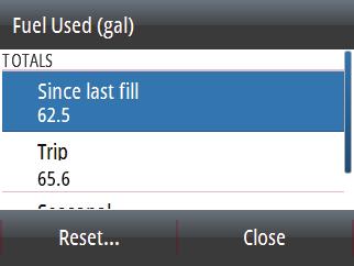 fill, from trip reset and seasonal usage (continuous recording).