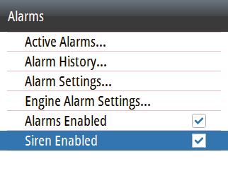 Alarm siren When enabled, an audible
