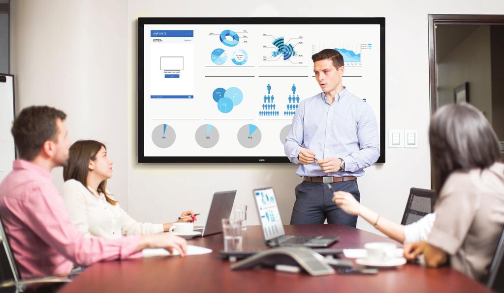 Screen Sharing Solution Wireless collaboration for meeting rooms powered by Intel Unite Designed with LED touch screen technology, the Vestel Interactive Flat Panel Display is a dynamic and engaging