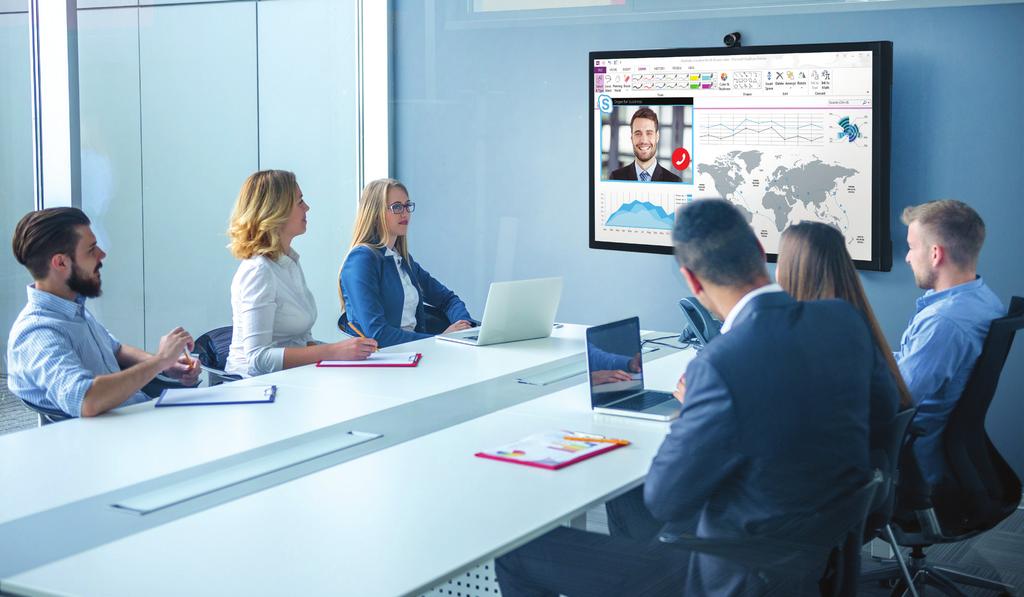 Conference Room Solution Video conferencing and wireless collaboration powered by Microsoft Office Designed as Windows 10 devices, Vestel interactive flat panel displays are powered by the Windows 10