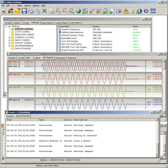 Reydisp Evolution Voltage Inputs Quantity 4 Nominal Voltage 40 160 V a.c. Range Instrumentation 0.8 xvn ±1% Vn Thermal Withstand: Continuous 300 V 1 Second Burden @ 110 V 0.