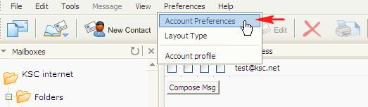5. ACCOUNT PREFERENCES 5.1 Setting Account Preferences Users can change setting or choose their preferred webmail format, encrypt the E-mail message or set up an auto reply message.