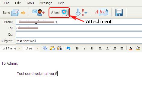 2.2 Sending a New E-mail Message After completing all details in E-mail body, recipient s E-mail address and subject of the E-mail, the user can attach